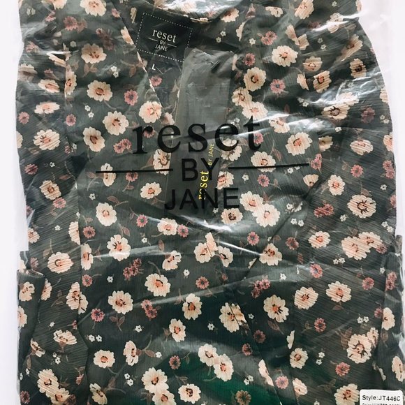 NWT Reset by Jane Floral Print LONG Sleeve Chiffon Wrap CROP TOP, S,M,L - Picture 4 of 4